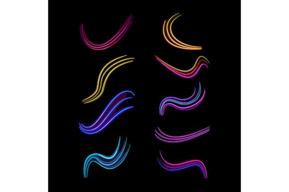 Abstract Glowing Neon Light Trails Set D: Dynamic Digital Motion