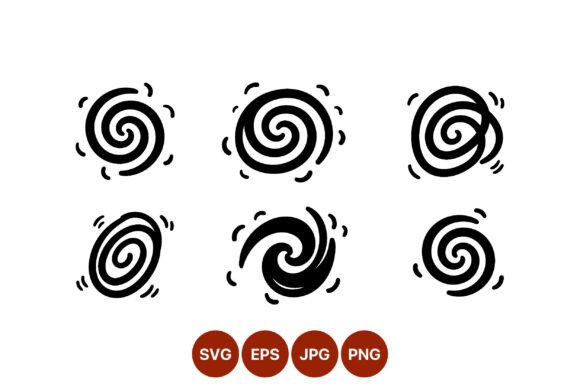 Black Spiral Swirl Vector Art Set: Dynamic Design Assets