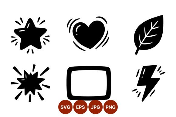 Bold Visual Communication with Black Star Heart Leaf Vector Icons