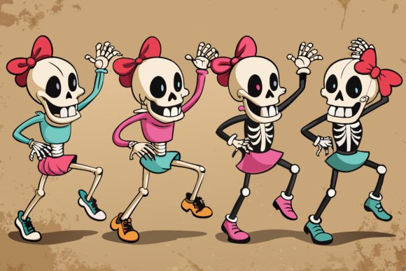 Bring a Lively Spook to Your Projects with Dancing Skeletons Halloween Art