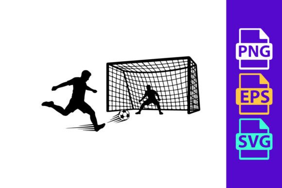 Capture Dynamic Motion: Soccer Player Kicking Ball Past Goalie Clipart