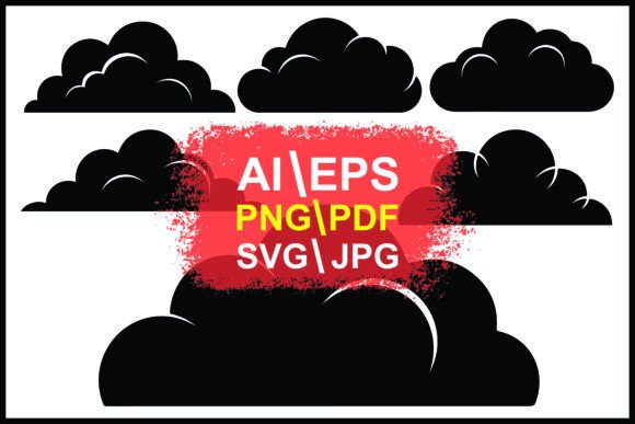 Collection of Black Cloud Shapes for Bold Visual Design