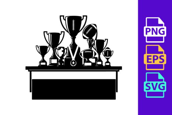Collection of Trophies and Medals on a S: Bold Graphic Design