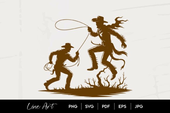 Cowboy Lasso Duel Silhouette SVG: Capturing Wild West Action
