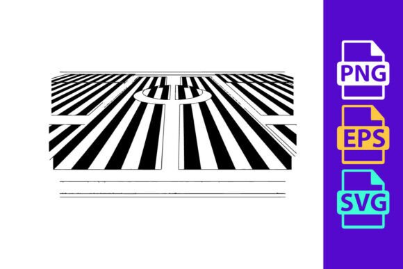 Dynamic Black and White Striped Pattern with a C for Football Designs