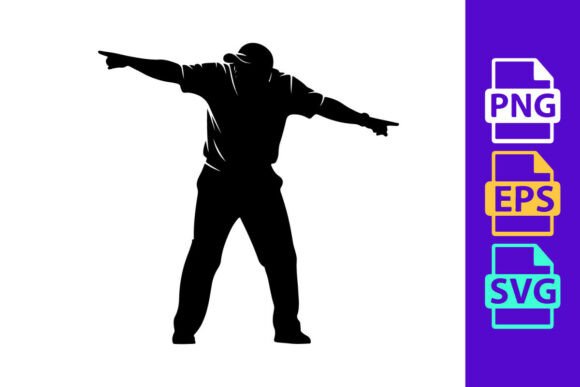 Dynamic Motion: Silhouette of a Man Gesturing with Outst