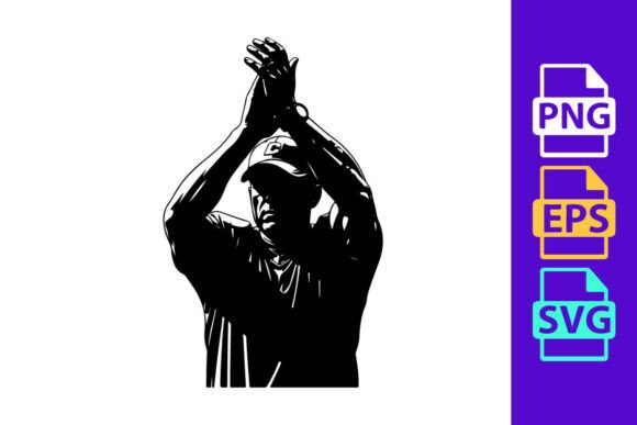 Dynamic Motion: The A Man in a Baseball Cap with His Hands R Silhouette
