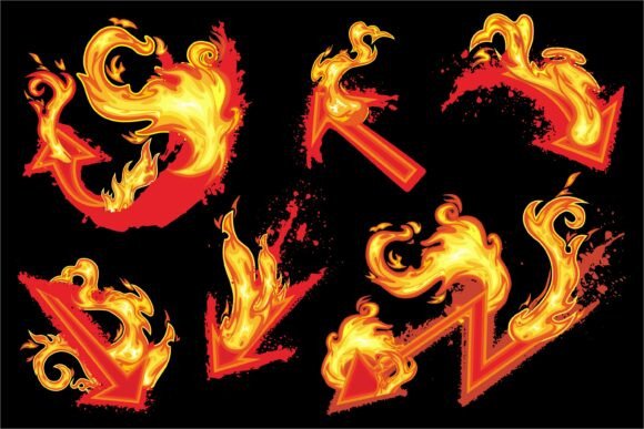 Ignite Your Projects with Flaming Arrows Hot Fire Vector Set