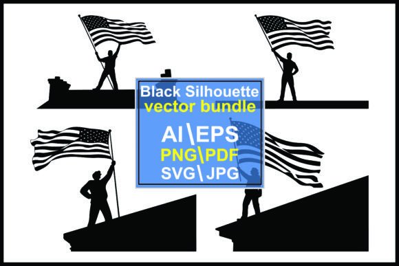 Silhouettes of People Flags on Buildings: A Visual Story