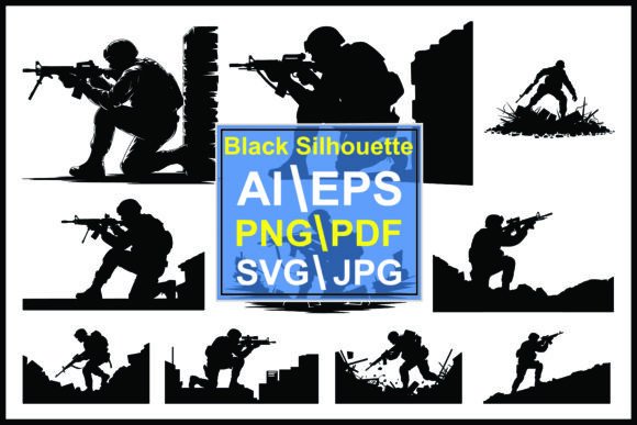 Silhouettes of Soldiers with Guns: Bold Vectors for Impactful Design