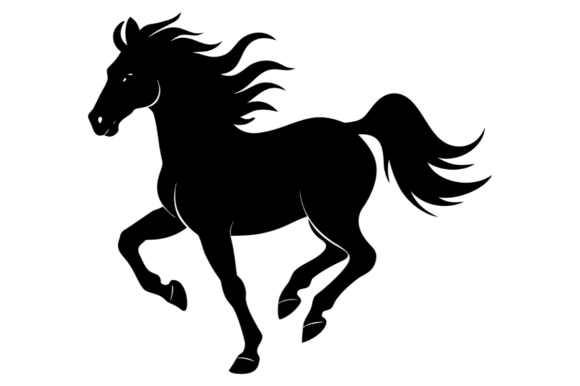 The Dynamic Energy of a Silhouette of a Black Horse Running