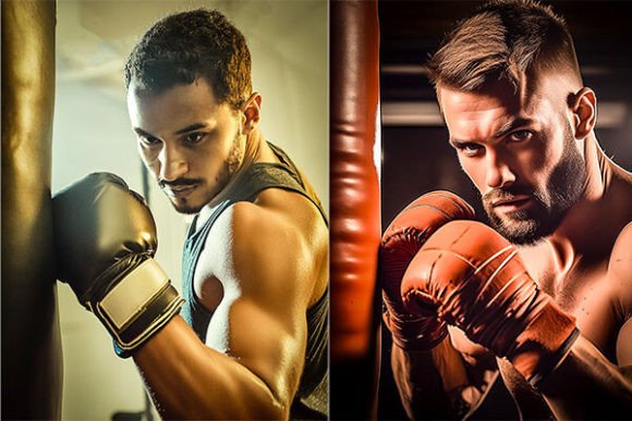 Visualizing Determination: 2 Young Boxer Man Photos